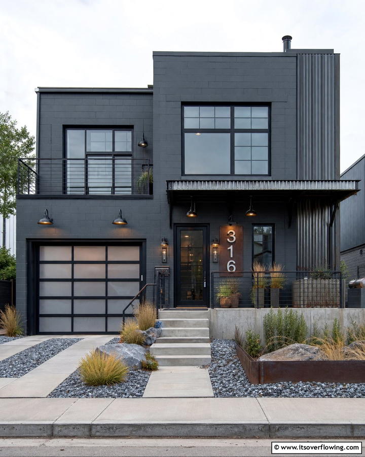 Industrial Urban Gray Style - 21 Gray Exterior House Paint Ideas for Stunning Curb Appeal