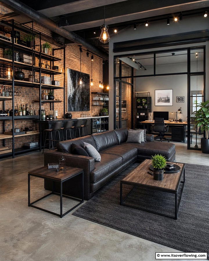 Industrial Urban Sanctuary - 21 Man Cave Design Ideas for a Personalized Retreat