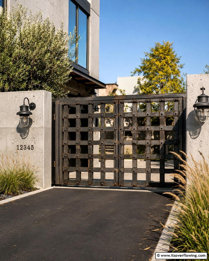 Industrial Urban Steel Design - 30 Stylish Driveway Gate Ideas for Curb Appeal