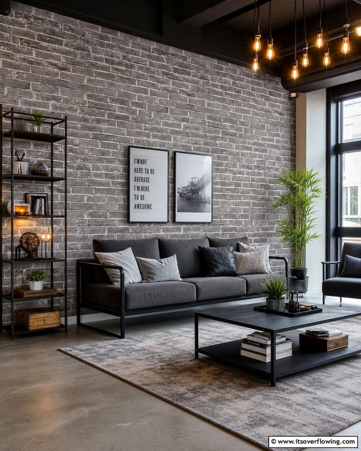 Industrial Vibes with Gray Brick Wallpaper - 25 Brick Wallpaper Ideas to Transform Your Interior Spaces