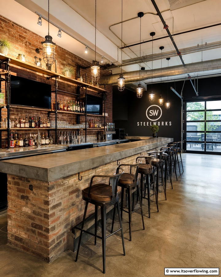 Industrial Warehouse Bar - 30 Kitchen Bar Ideas for Casual Dining and Socializing