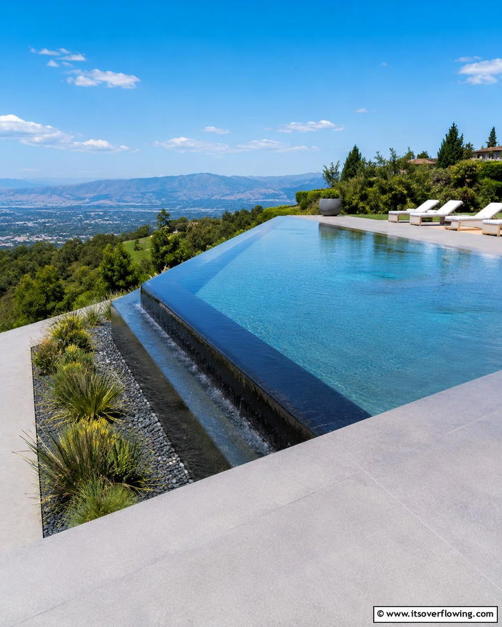 Infinity Edge Illusion - 25 Semi Inground Pool Ideas for a Stunning Backyard