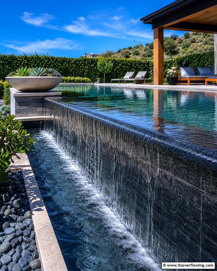 Infinity Edge Waterfall - 25 Backyard Waterfall Ideas for a Tranquil Retreat