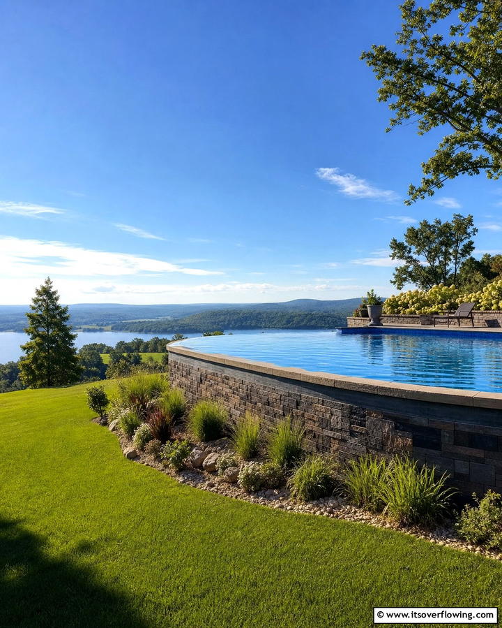Infinity Style Edge Illusion - 25 Creative Above Ground Pool Ideas for Your Backyard
