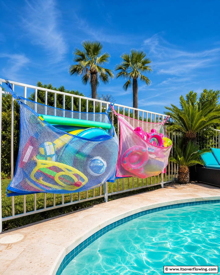 Inflatable Storage Hammocks - 20 Pool Storage Ideas to Keep Your Backyard Tidy