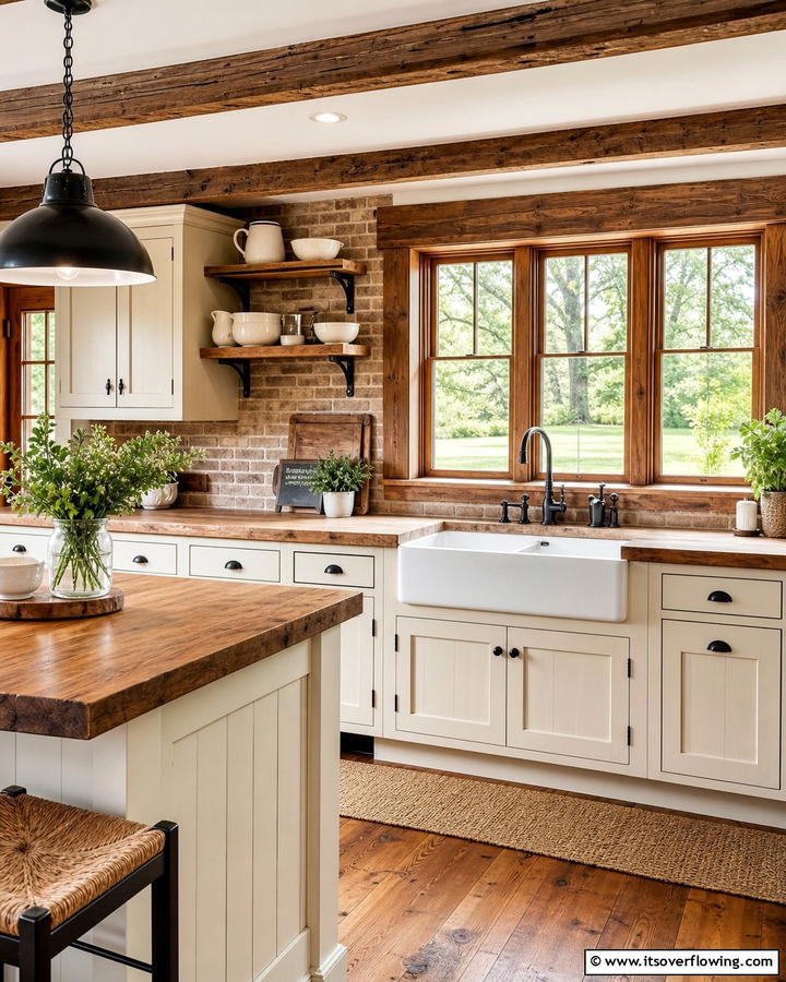 Infusing Warmth with Rustic Wooden Window Frames - 21 Kitchen Window Ideas to Brighten Your Cooking Space