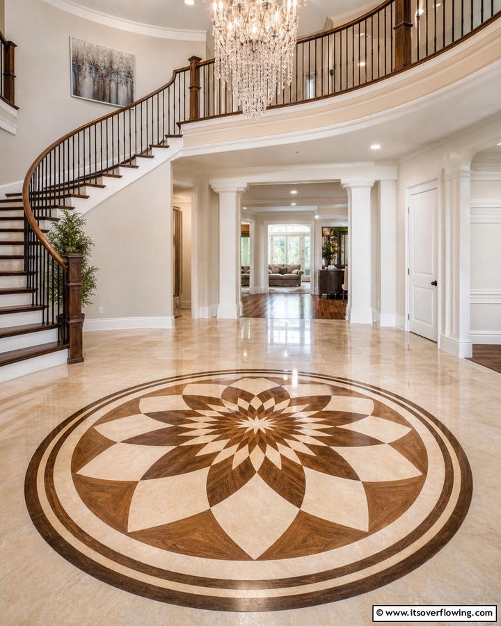 Inlaid Decorative Patterns - 20 Floor Transition Ideas for a Seamless Look