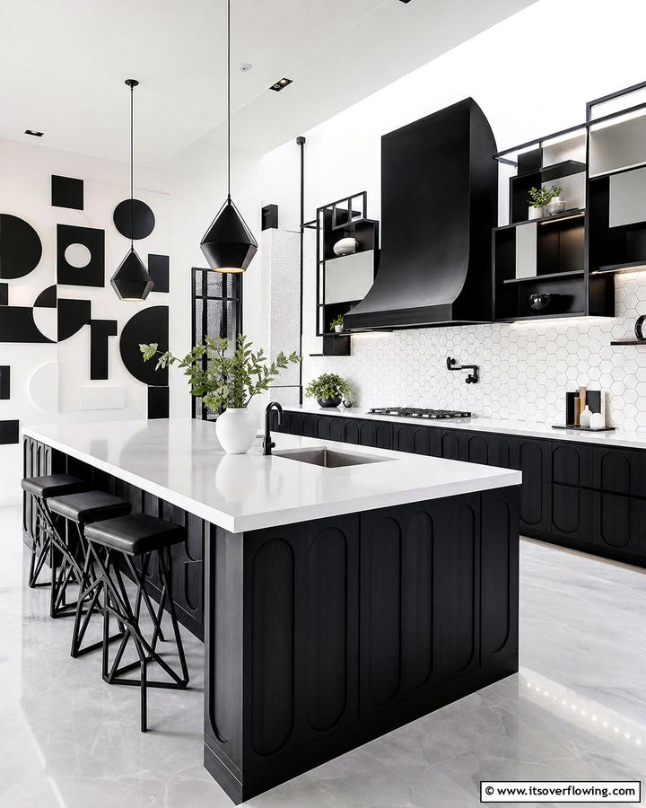 Innovative Design Elements - 21 Striking Black & White Kitchen Ideas for Bold Spaces