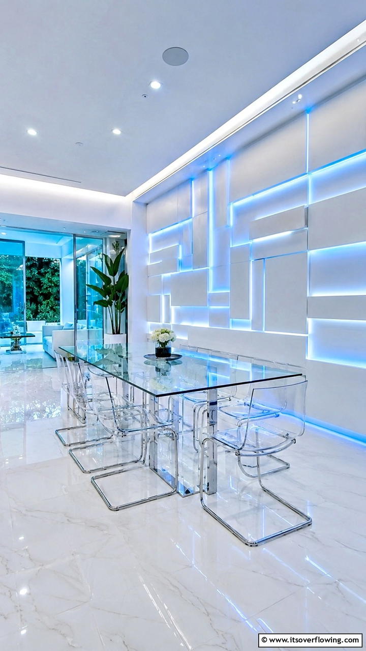 Innovative LED Lighting Effects - 30 Dining Room Accent Wall Ideas for Bold Style