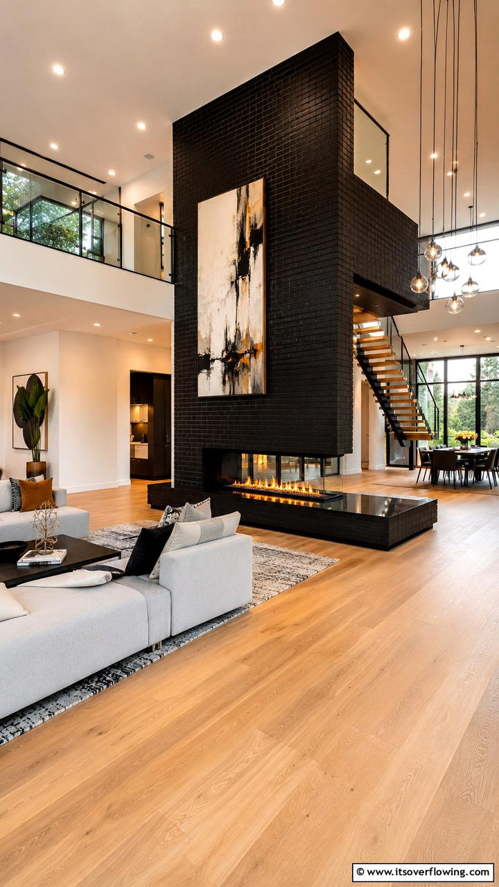 Innovative Open Concept Black Brick Fireplace - 30 Black Brick Fireplace Ideas for Dramatic Focal Points
