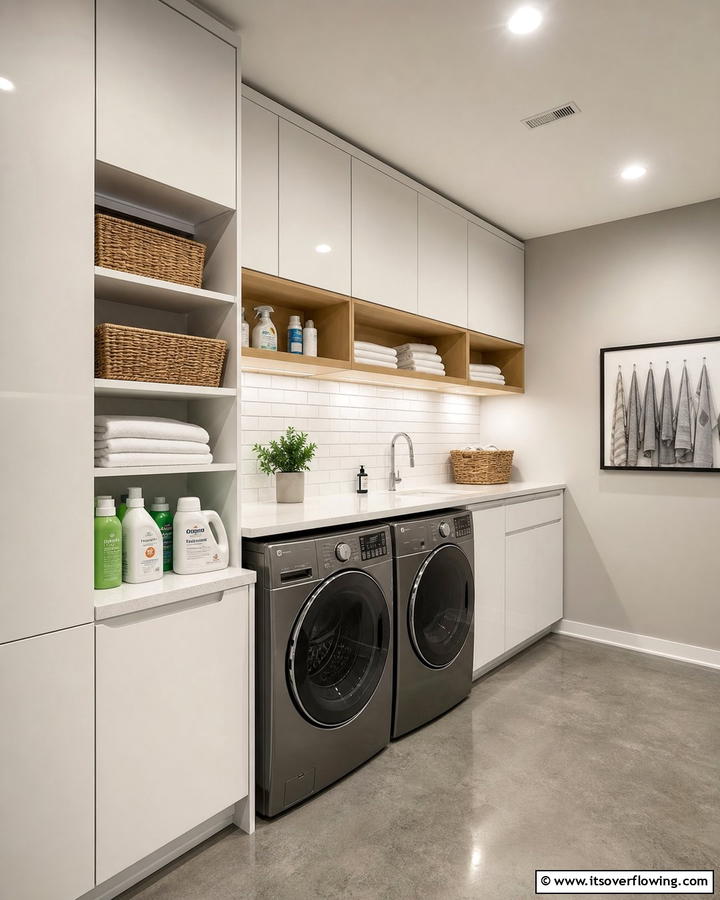 Innovative Overhead Cabinets - 21 Laundry Room Storage Ideas for Clutter-Free Efficiency