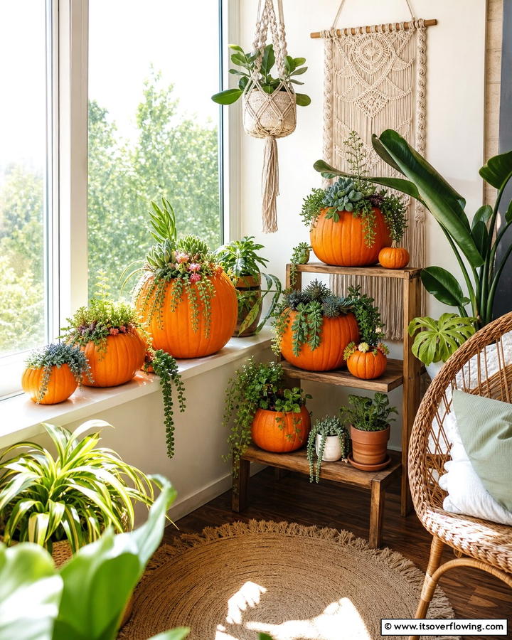 Innovative Pumpkin Planters - 21 Pumpkin Decor Concepts for Autumn-Inspired Home Styling
