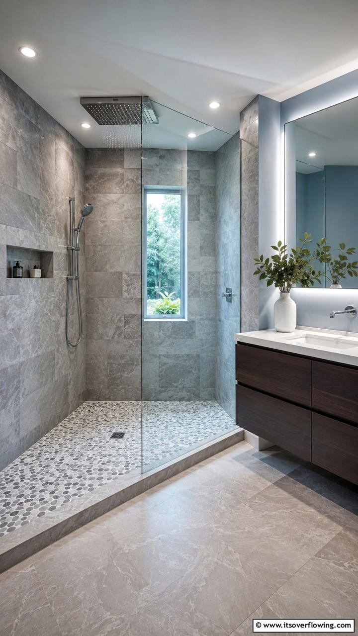 Innovative Rainfall Experience - 30 Doorless Walk-In Shower Ideas for Modern Bathrooms