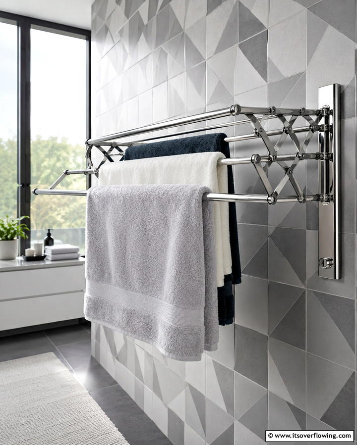 Innovative Retractable Towel Rack - 30 Functional Bathroom Furniture Ideas to Maximize Space