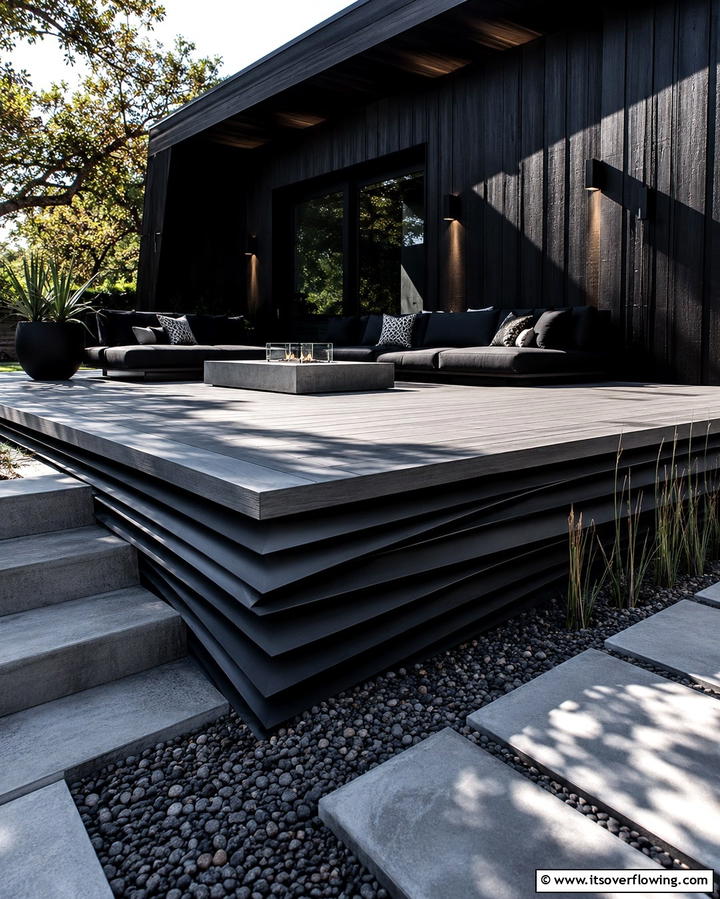 Innovative Shadow Effects - 30 Stylish Deck Skirting Ideas to Elevate Outdoor Entertaining