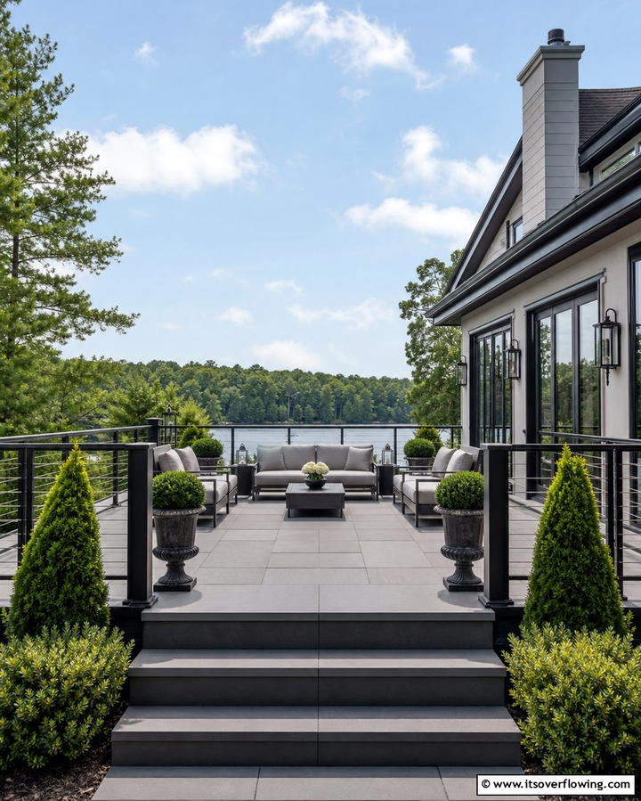 Innovative Structural Balance - 30 Modern Metal Deck Railing Ideas for Stylish Outdoor Spaces