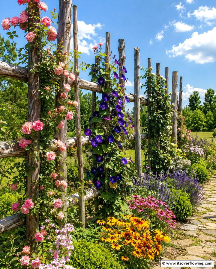 Innovative Trellis for Climbers - 30 Split Rail Fence Ideas for Rustic Outdoor Boundaries