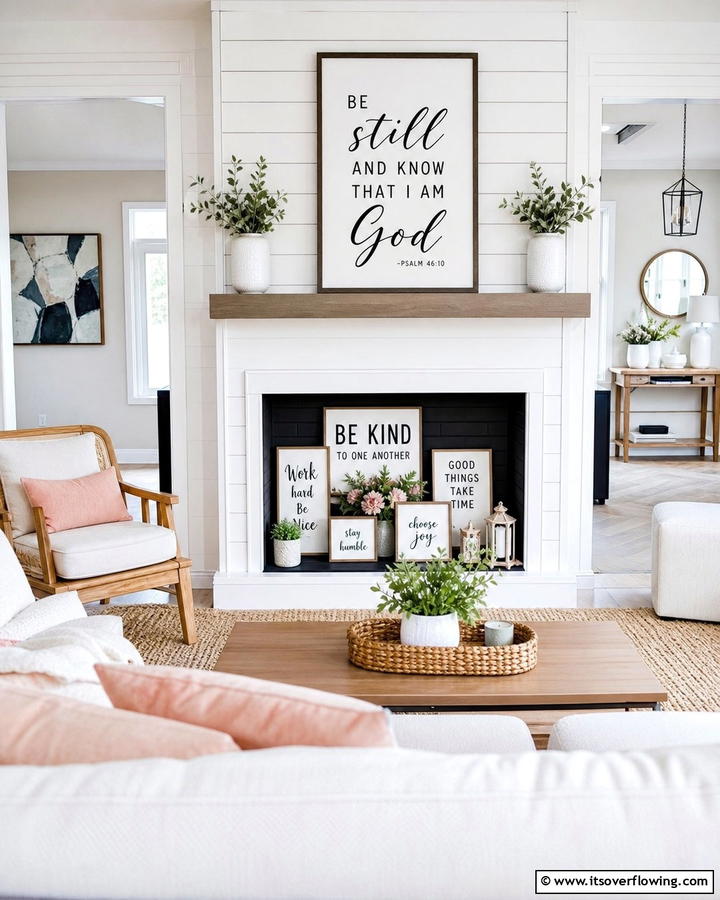 Inspirational Quote Display - 20 Empty Fireplace Ideas to Transform Your Hearth
