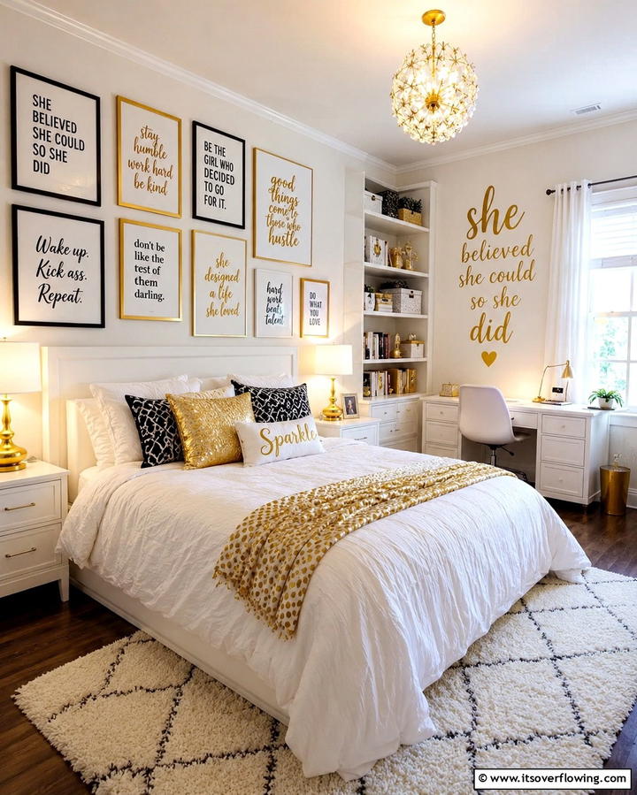 Inspirational Quote Wall - 20 Student Bedroom Design Ideas for Study and Sleep