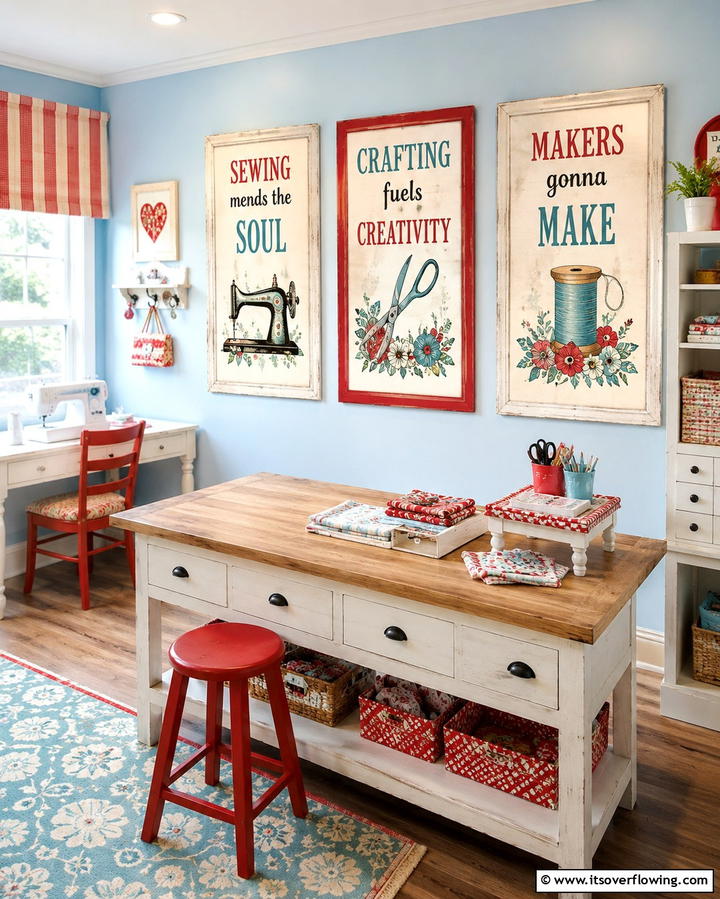 Inspirational Wall Art - 25 Sewing Room Ideas for Crafters and Hobbyists