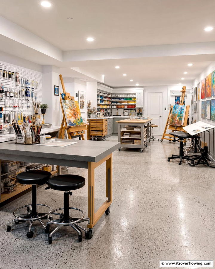 Inspiring Art Studio - 21 Basement Ideas to Transform Your Underutilized Space