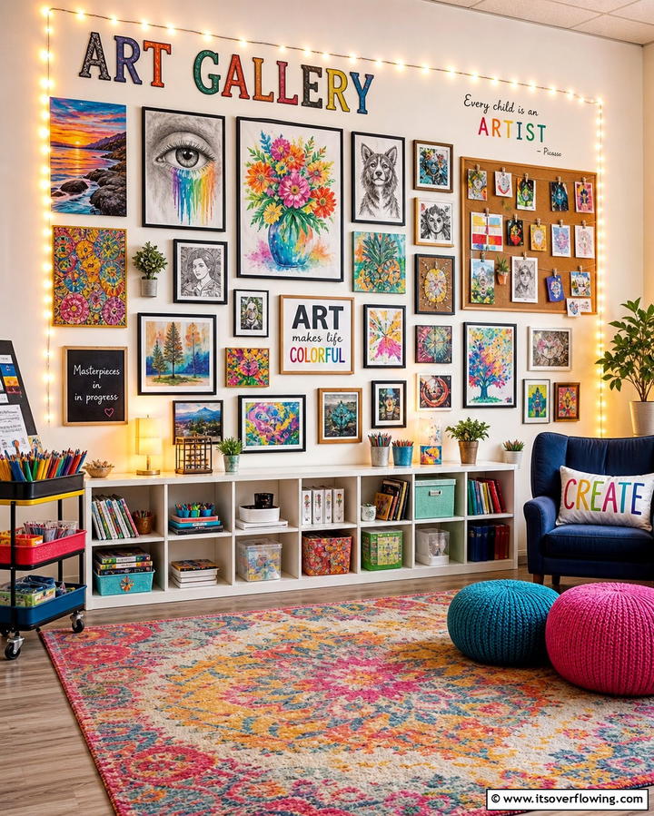 Inspiring Gallery Wall - 25 Art Room Ideas for Creative Inspiration
