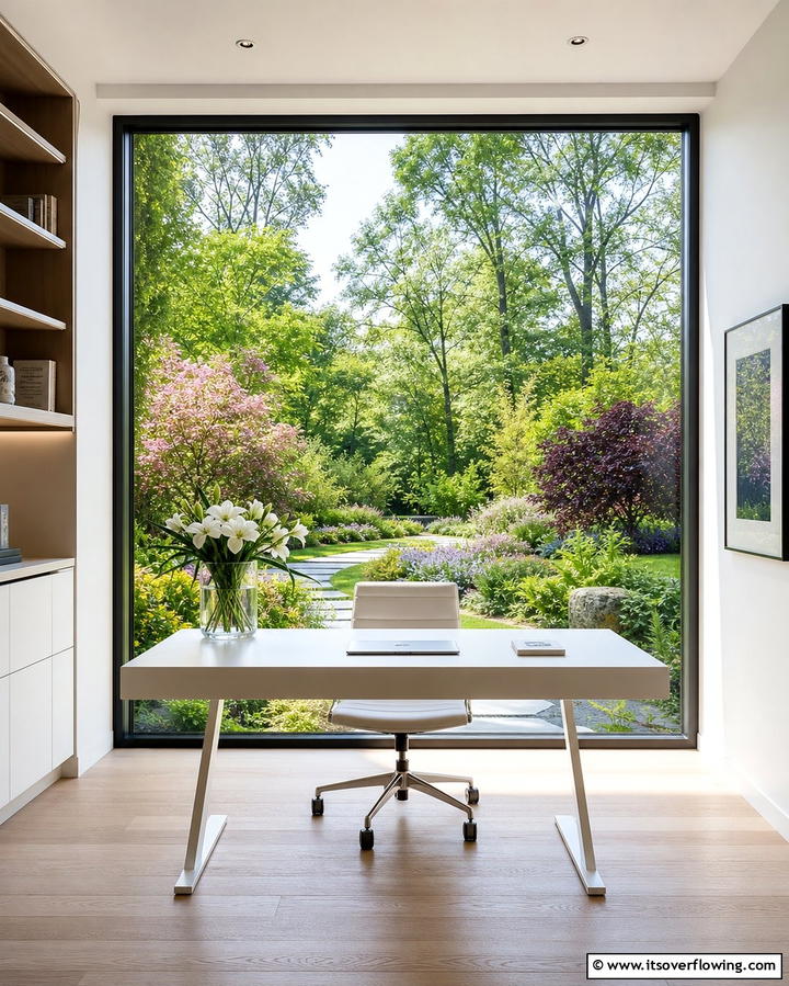 Inspiring Outdoor Views - 25 Desk in Front of Window Ideas for a Bright Workspace