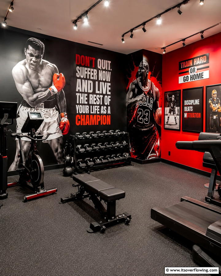 Inspiring Wall Art and Decor - 25 Basement Gym Ideas for Your Home Workout Space