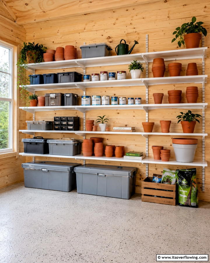 Install Adjustable Shelving Units - 25 Shed Organization Ideas to Declutter Your Outdoor Space