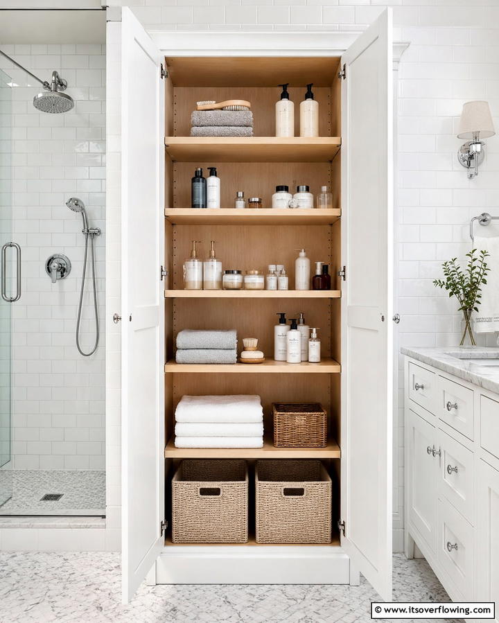 Install Adjustable Shelving - 25 Bathroom Cabinet Organization Ideas for a Clutter-Free Space