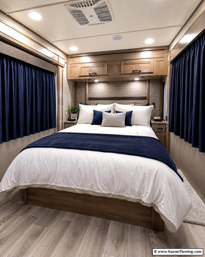 Install Blackout Curtains for Better Sleep - 25 RV Bedroom Ideas to Maximize Comfort on the Road