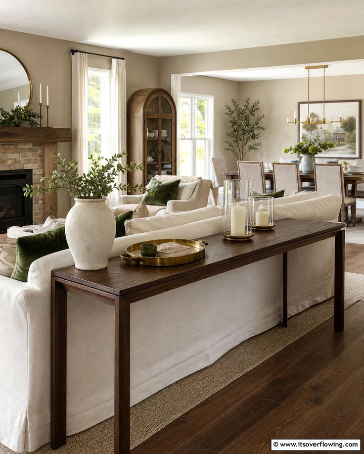Install Floating Shelves - 25 Long Living Room Ideas for Spacious Homes