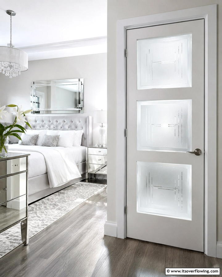 Install Frosted Glass Panels for Privacy - 25 Creative Bedroom Door Decorating Ideas for Style