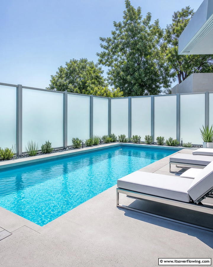 Install Frosted Glass Panels - 20 Pool Privacy Ideas to Enhance Your Outdoor Space