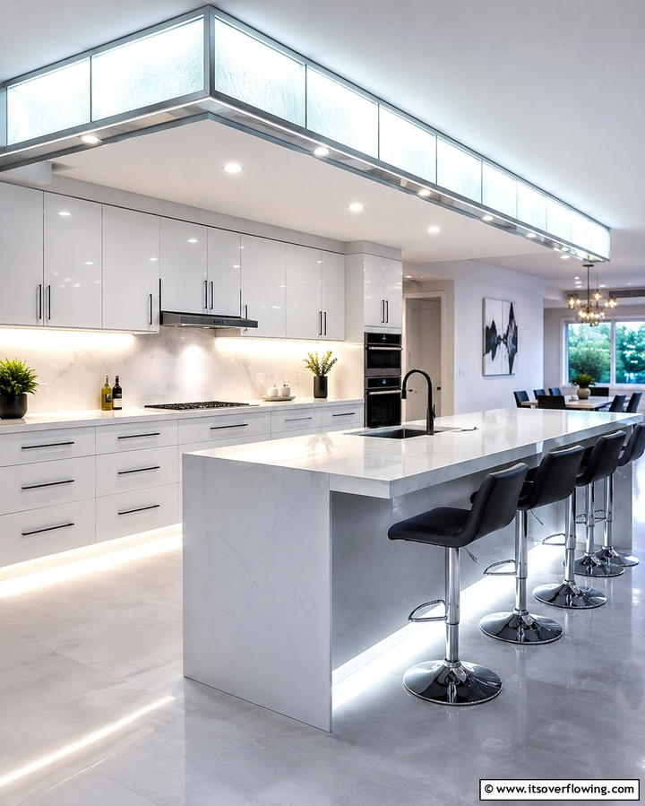 Install Glass Panels for a Modern Look - 20 Kitchen Soffit Ideas for a Polished Look