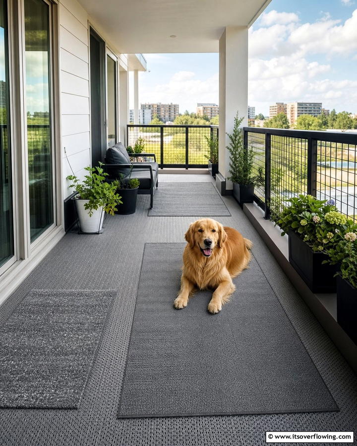 Install Non Slip Flooring - 20 Dog Balcony Ideas for Your Furry Friend’s Comfort