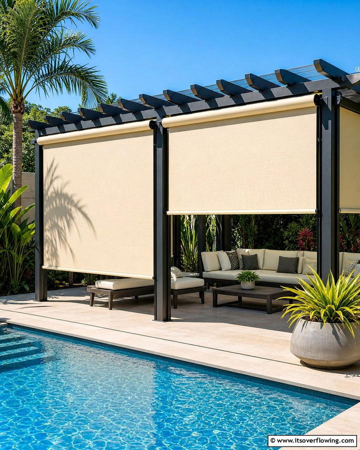 Install Outdoor Shades or Blinds - 20 Pool Privacy Ideas to Enhance Your Outdoor Space