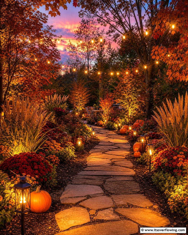 Install Pathway Lighting - 25 Fall Garden Ideas to Beautify Your Outdoor Space