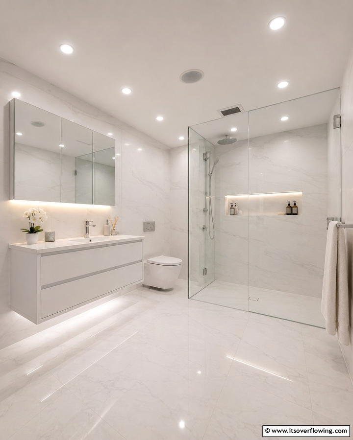Install Recessed Lighting - 20 Windowless Bathroom Ideas to Brighten Up Your Space