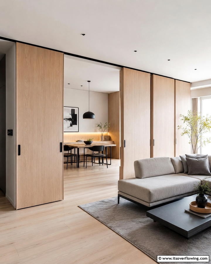 Install Sliding Doors or Dividers - 30 Space-Saving Condo Living Room Ideas for Urban Dwellers