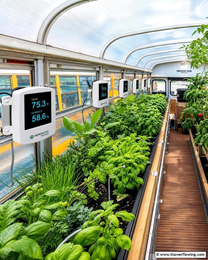 Install Temperature and Humidity Sensors - 20 School Bus Greenhouse Ideas for Sustainable Living
