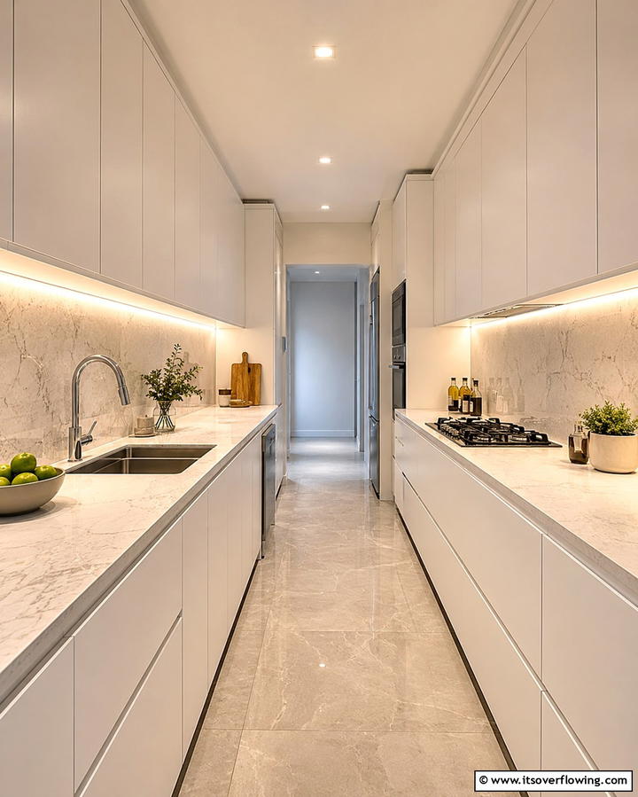 Install Under Cabinet Lighting - 25 Small Galley Kitchen Ideas on a Budget
