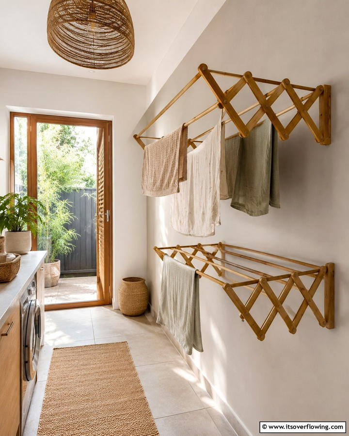 Install Wall Mounted Drying Racks - 25 Small Utility Room Ideas for Efficient Homes