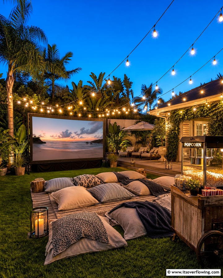 Install a Backyard Movie Screen - 25 Backyard Oasis Ideas for Ultimate Relaxation