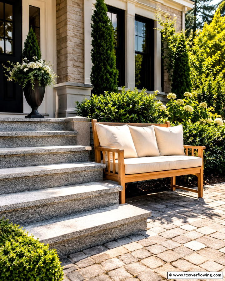 Install a Bench Nearby - 25 Front Step Ideas to Enhance Your Home’s Entrance