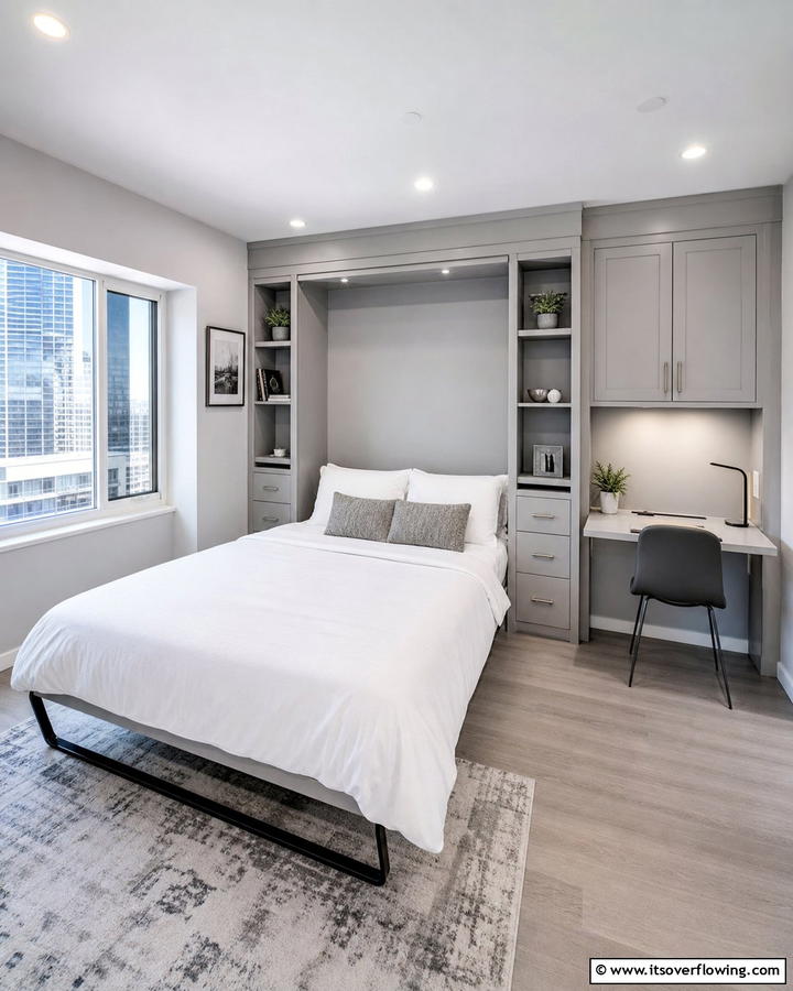 Install a Murphy Bed for Space Efficiency - 20 L-shaped Bedroom Layout Ideas for Optimal Space Use