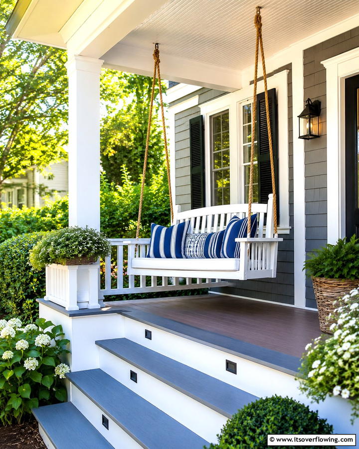 Install a Porch Swing Nearby - 25 Front Step Ideas to Enhance Your Home’s Entrance