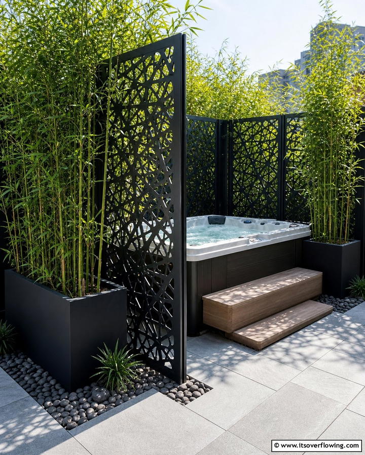 Install a Privacy Screen for Seclusion - 25 Relaxing Hot Tub Decor Ideas for Your Backyard