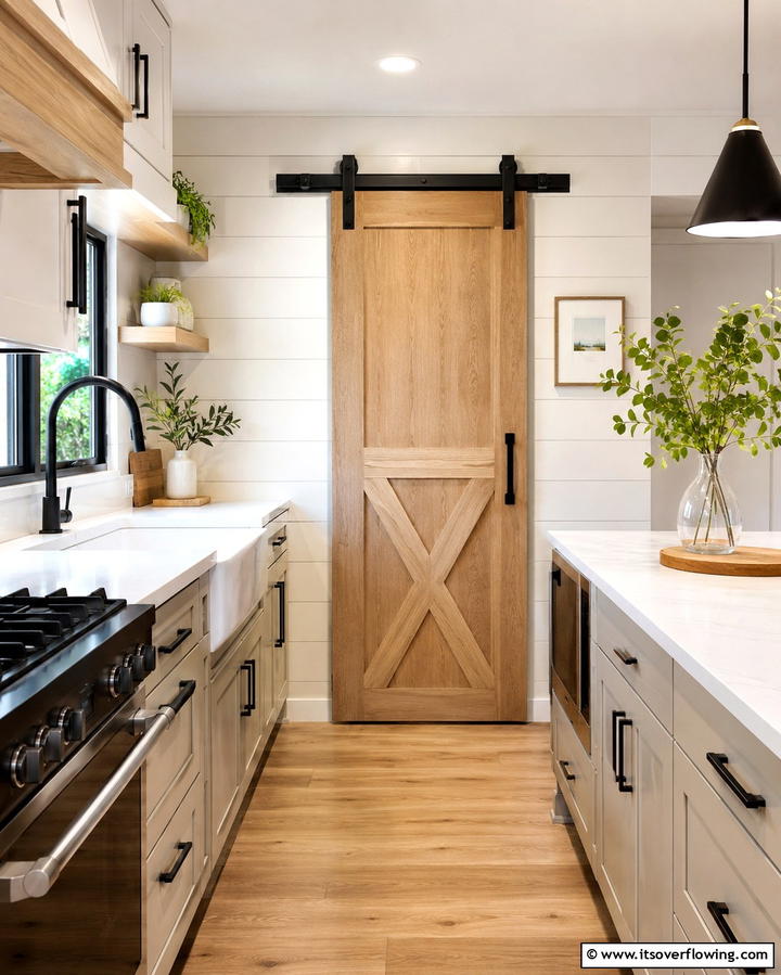 Install a Sliding Barn Door - 25 Small Galley Kitchen Ideas on a Budget