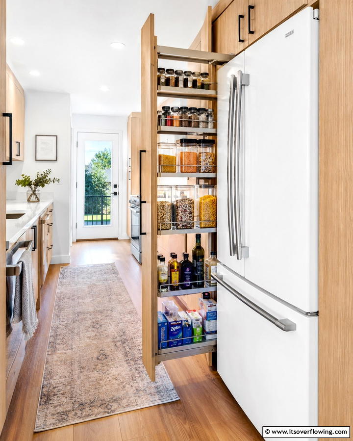 Install a Slim Pull Out Pantry - 25 Small Galley Kitchen Ideas on a Budget